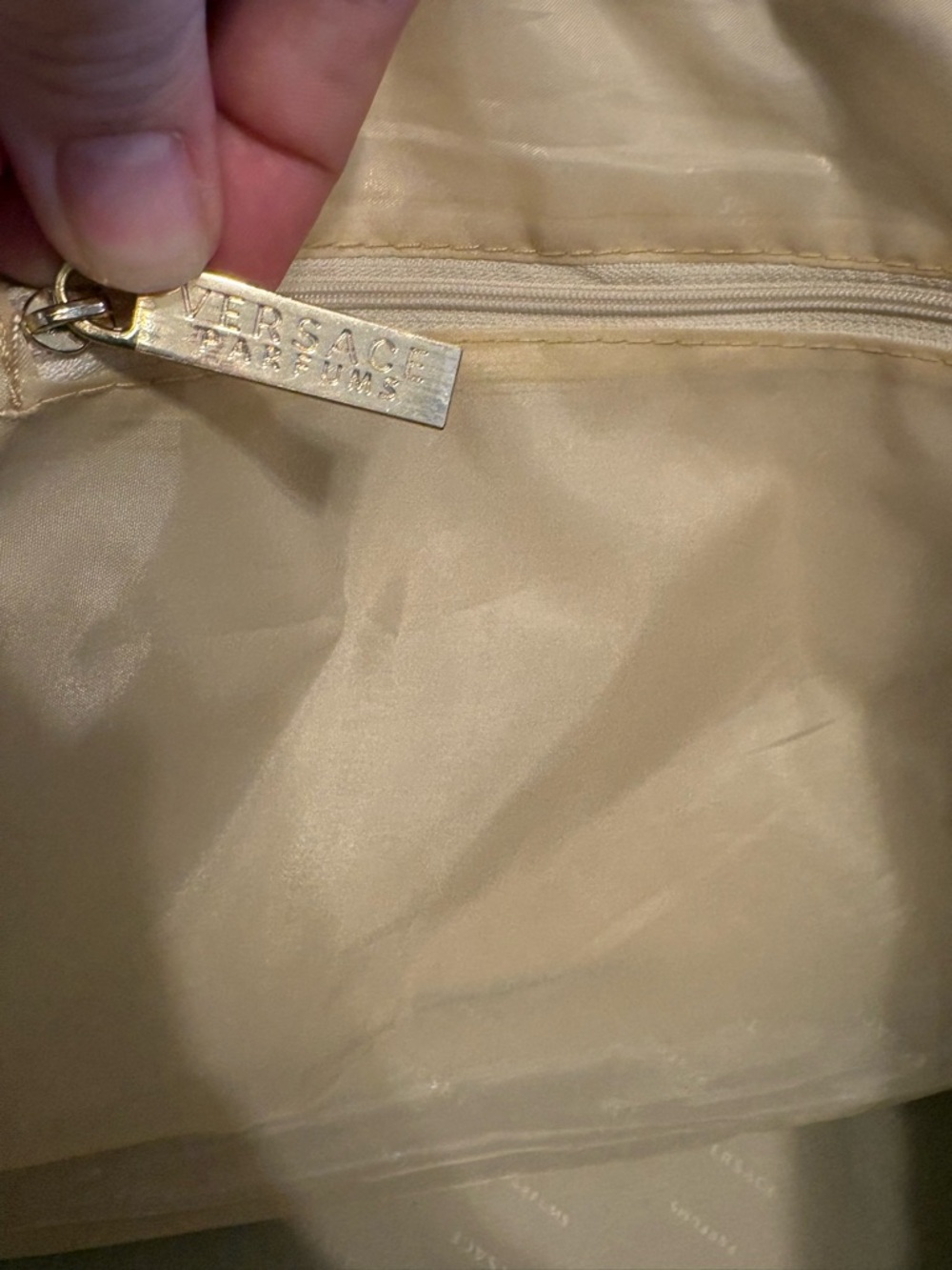 Versace Parfums Shimmery Gold Wave-Texture Tote Bag - Picture 12 of 13